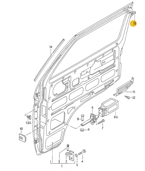 フロントドア内側シール 「左右共通」 T3 VANAGON(ヴァナゴン)