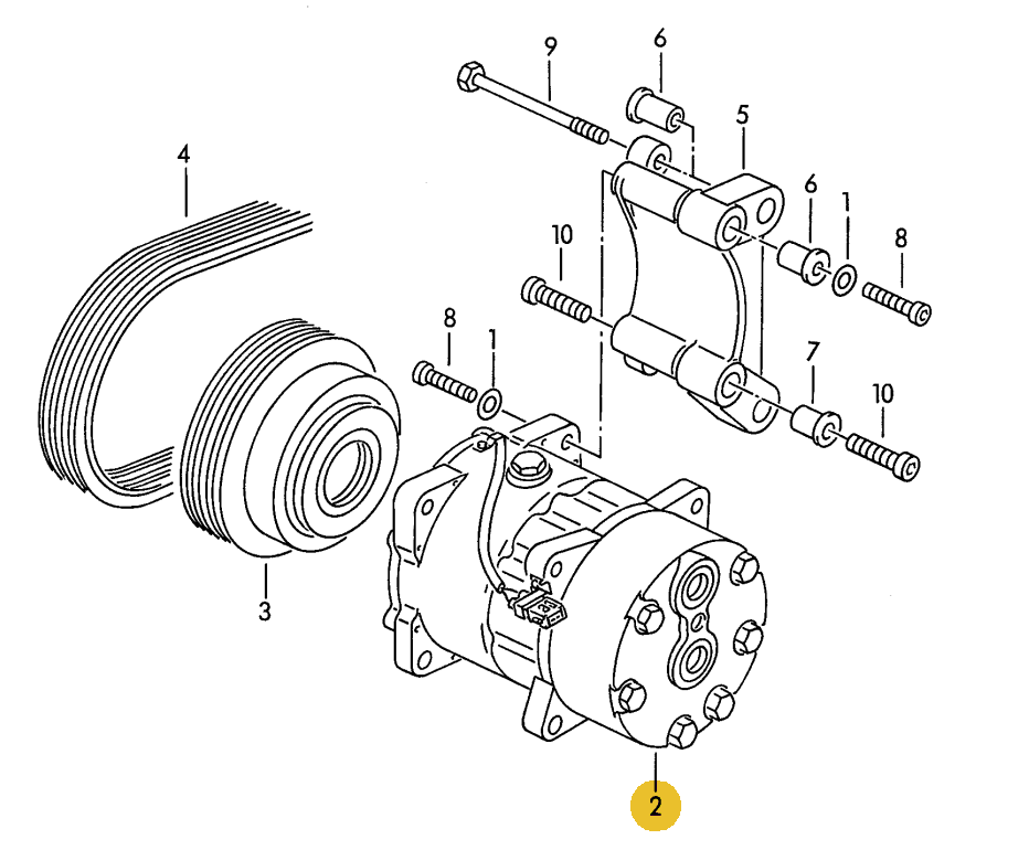 エアコンコンプレッサー T4 VANAGON(ヴァナゴン)（95～96年） | VW