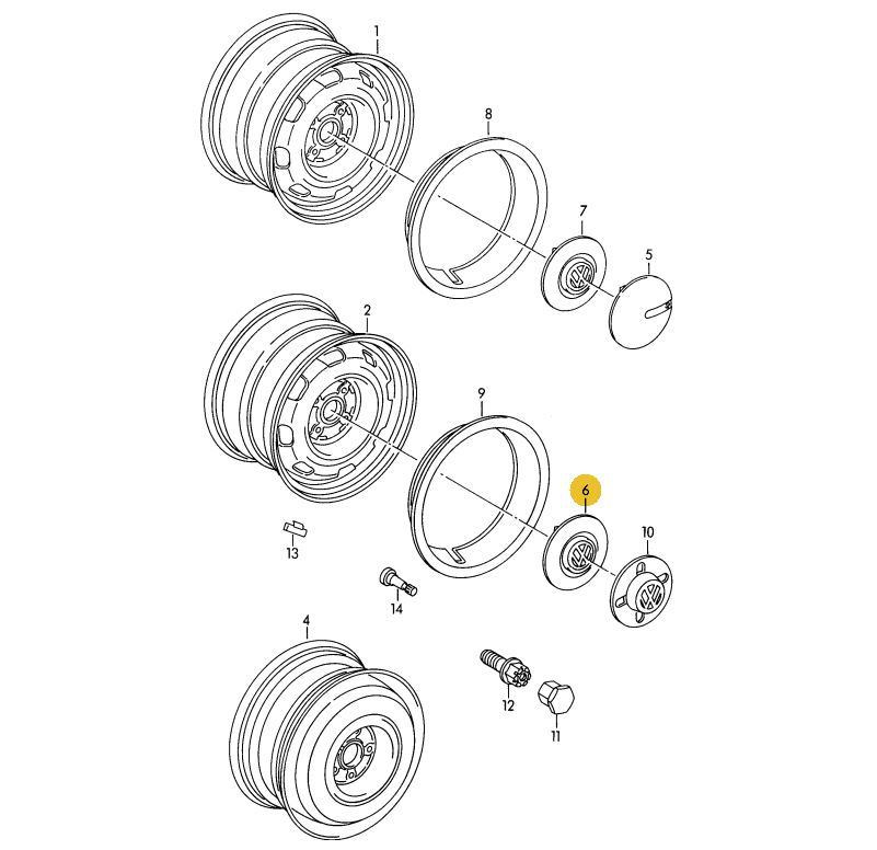 【訳あり】【純正品】 ホイールキャップ Golf（92～98年）