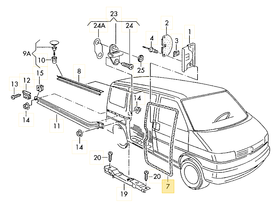 スライドドアシール T4 VANAGON(ヴァナゴン)（90～03年） | VWパーツ