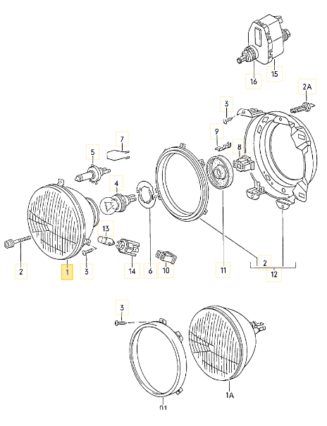 HELLA 丸目ヘッドライト 「右」 T3 VANAGON(ヴァナゴン)（80～92年）