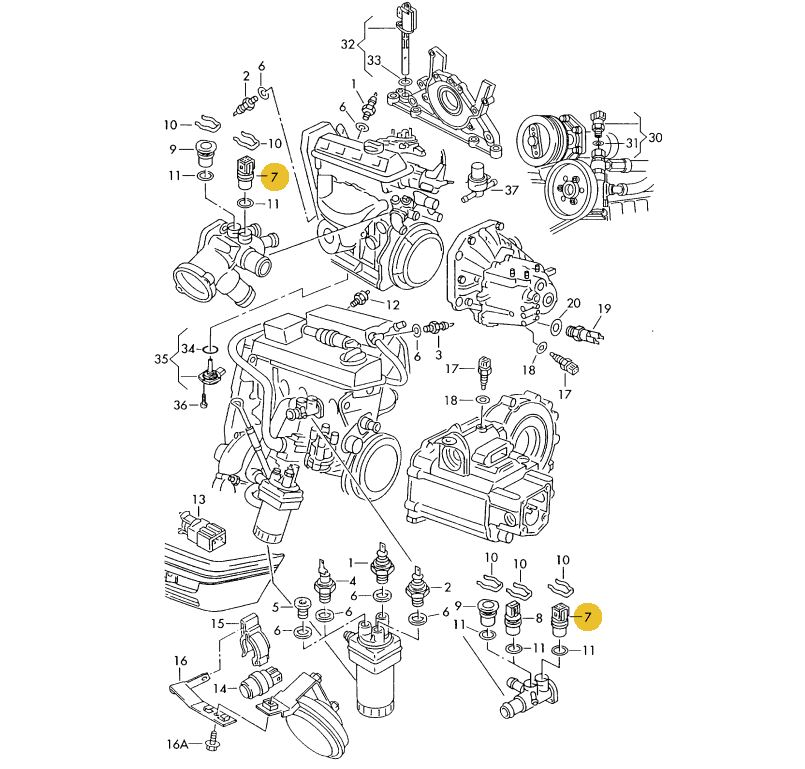 【純正品】 水温センサー4ピン Golf （95～02年）