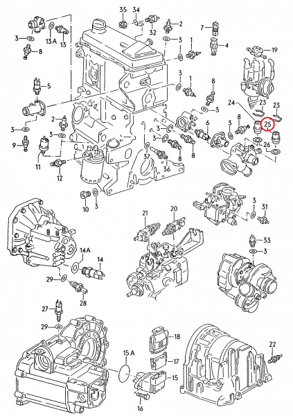 【純正品】 水温センサー4ピン茶 Golf （95～02年）