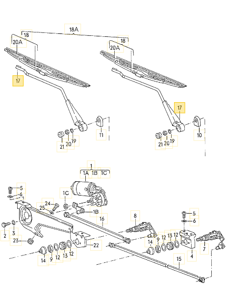 フロントワイパーアーム 「右ハンドル」 T3 VANAGON(ヴァナゴン)（80～92年）