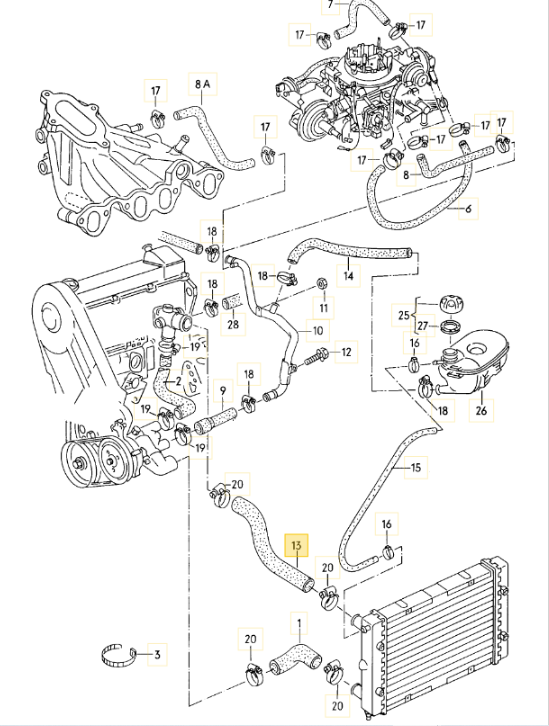 MEYLE ラジエターアッパーホース Golf2 RV (83～92年）