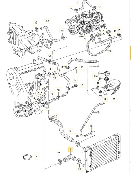 MEYLE ラジエターロアホース Golf2 PL （エアコン有り） (83～92年）