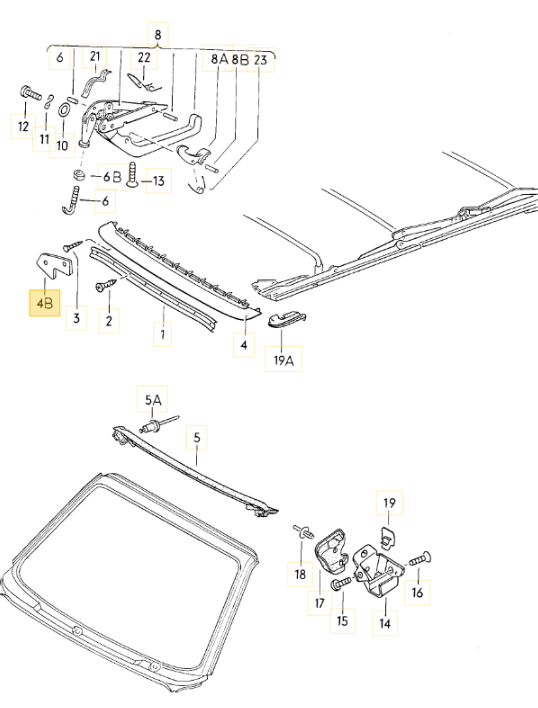 【純正品】クランプ（右／幌、ロック部分） Golf Mk1 カブリオレ (1988-1993)