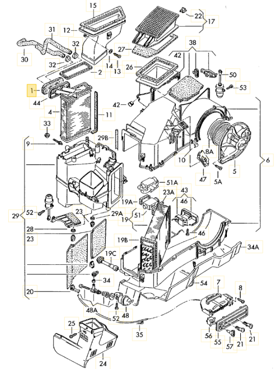 HELLA ヒーターコア Golf2 (左ハンドル) (83~92年)