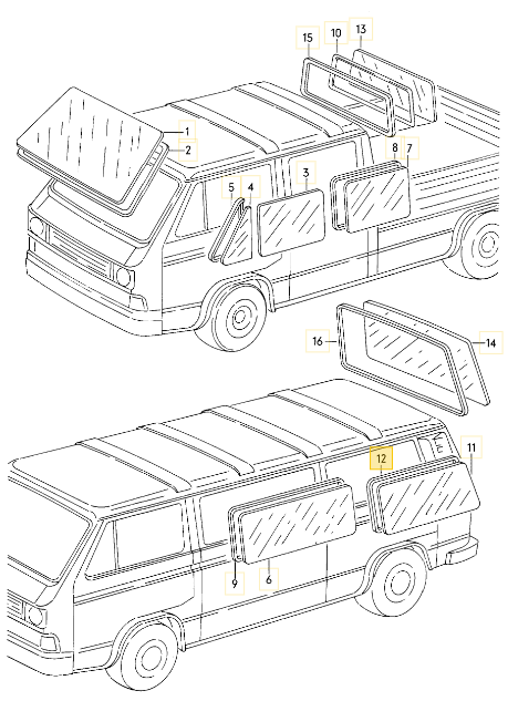 クォーターガラスシール T3 VANAGON(ヴァナゴン)