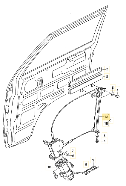 フロントパワーウインドウレギュレター 「左」 T3 VANAGON(ヴァナゴン)