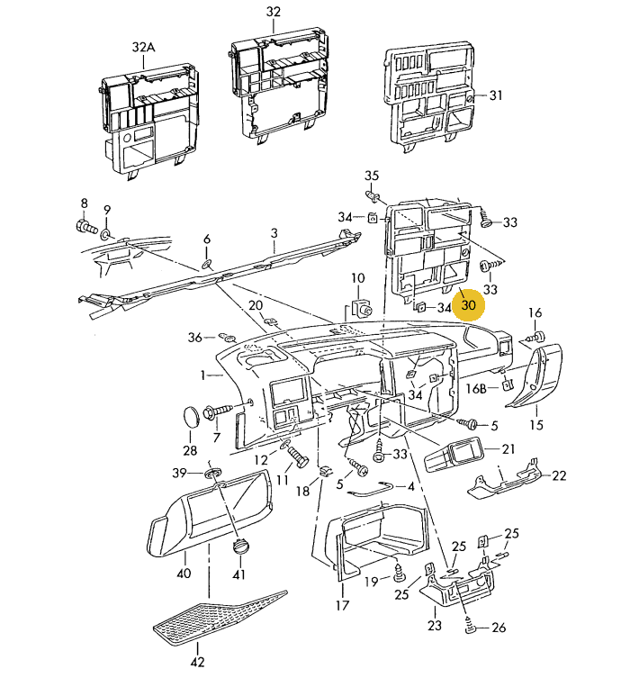 【純正品】 センターコンソールパネル T4 VANAGON(ヴァナゴン)（91～96年） VWパーツ/VWアクセサリー,T4ヴァナゴン