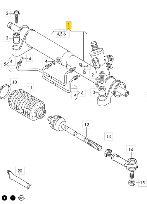 TRW ステアリングラック(リビルト品) T4 VANAGON(ヴァナゴン)（91～96年）