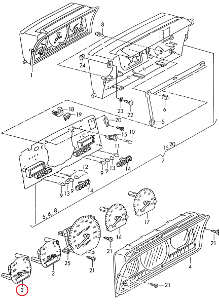 純正品】 フューエル計＆水温計メーター T4 VANAGON(ヴァナゴン)（91