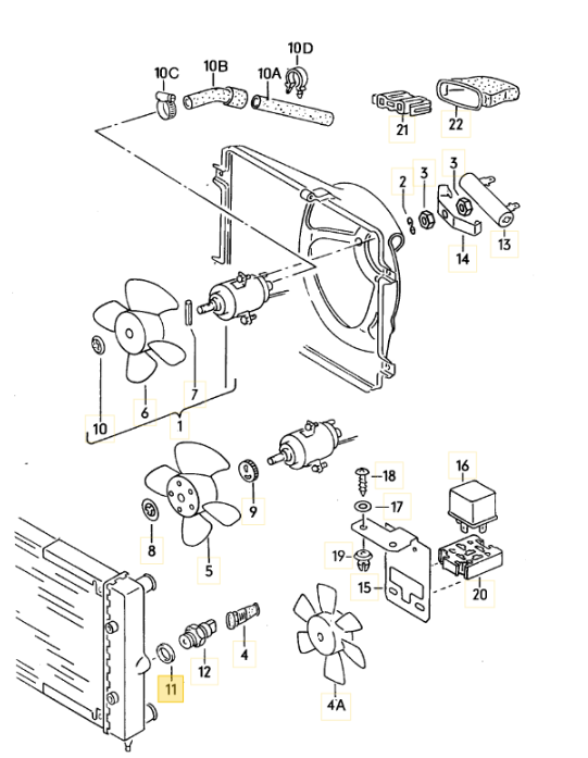 【純正品】 電動ファンスイッチオーリング  Golf1カブリオレ