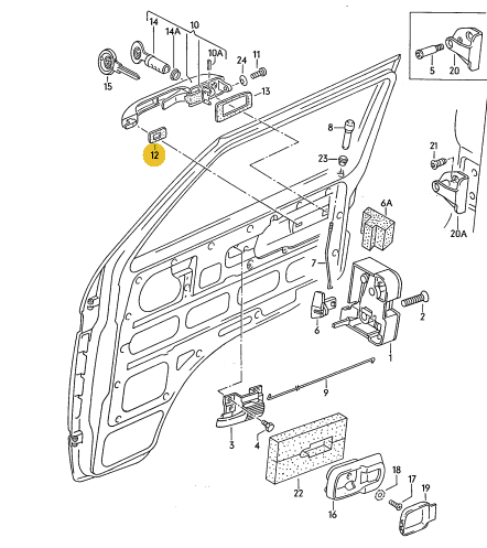 フロントドアアウターハンドルパッキン 「小」 T3 VANAGON(ヴァナゴン)