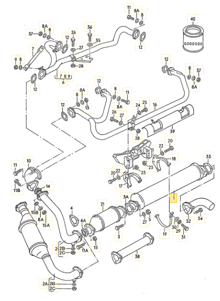 【純正品】リアマフラー 「サイレンサー」 T3 VANAGON(ヴァナゴン)(85~92年)