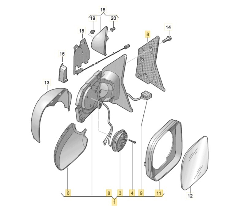 【取寄商品】 【純正品】 リアビューミラーハウジング 「左ハンドル用/左側」 T5(10~15年)