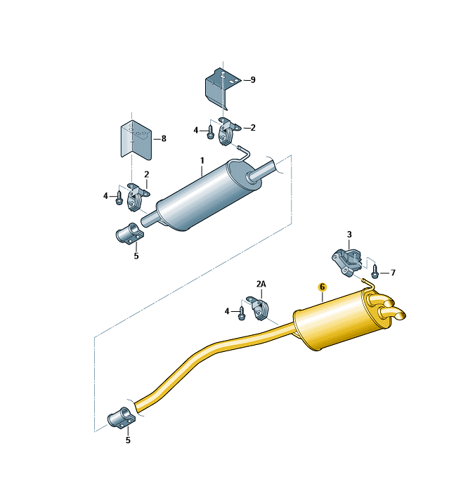 【取寄商品】【純正品】 リアサイレンサー T5/T6/T6.1 （03年～）
