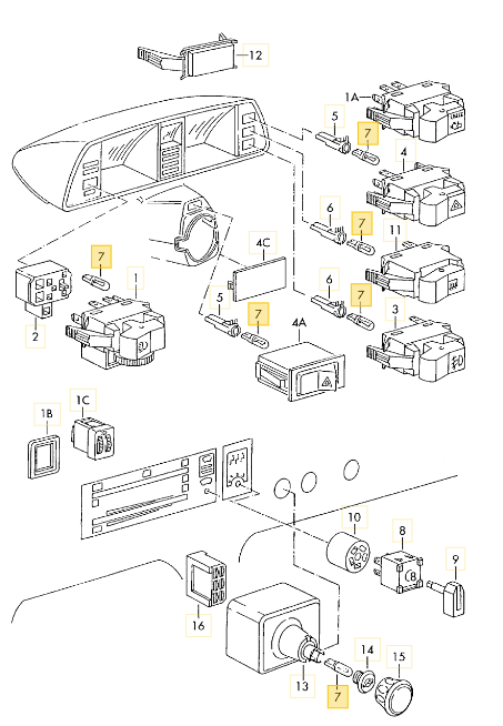 ライトスイッチ バルブ12V1.2W T3 VANAGON(ヴァナゴン)