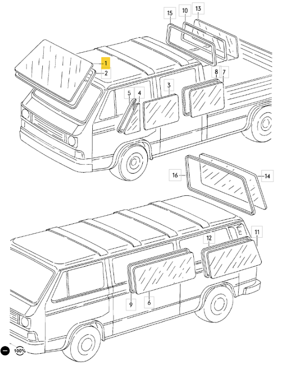 フロントガラス（グリーン）  T3 VANAGON(ヴァナゴン)（80～92年）