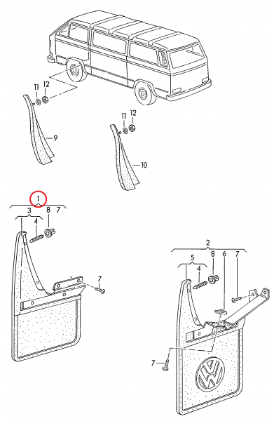 フロント マッドフラップ （右） T3 VANAGON(ヴァナゴン)（80～92年）