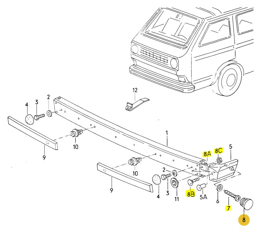 バンパーエンドカバーボルトキャップセット T3 VANAGON(ヴァナゴン)
