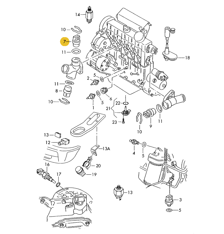 水温センサー2ピン青 T3/T4 VANGON(ヴァナゴン) Golf2