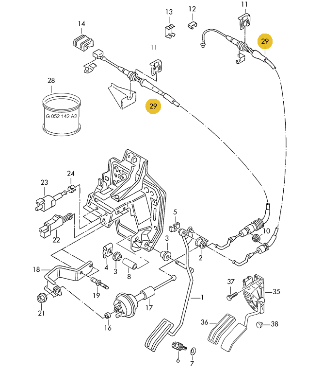 【純正品】 アクセルケーブル 「左ハンドル車」 T4 VANAGON(ヴァナゴン)（91～04年）