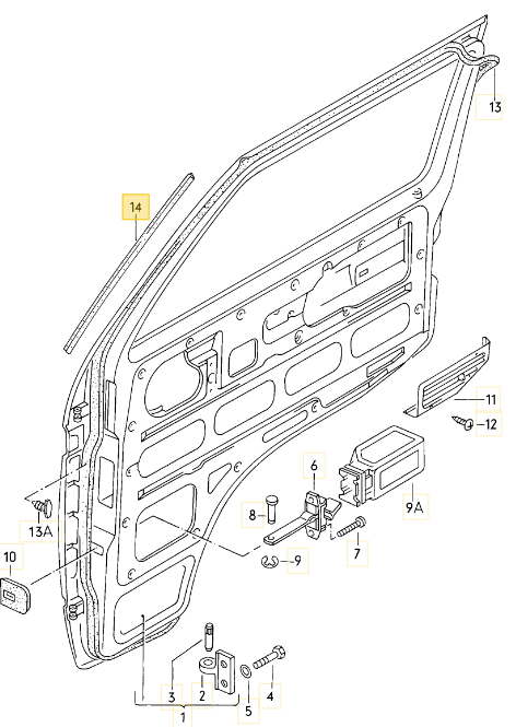 フロントドアエッジアッパーモール T3 VANAGON(ヴァナゴン)(80~92年)