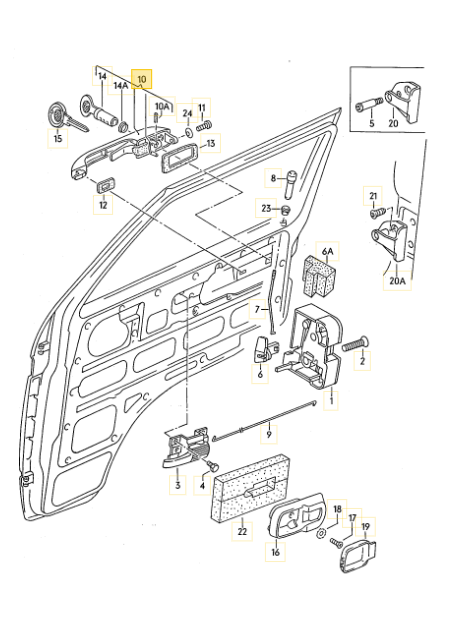 フロントドア アウターハンドル T3 VANAGON(ヴァナゴン)（80～92年）