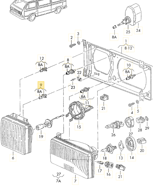 光軸アジャスト「角目タイプ」 T3 VANAGON(ヴァナゴン)