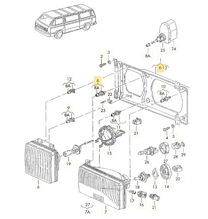 光軸アジャスト「角目タイプ」 T3 VANAGON(ヴァナゴン)