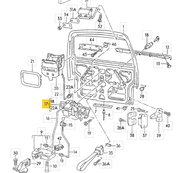 【純正品】リアゲートフラップロック(キー付き)  T4 VANAGON(ヴァナゴン)（91～04年）