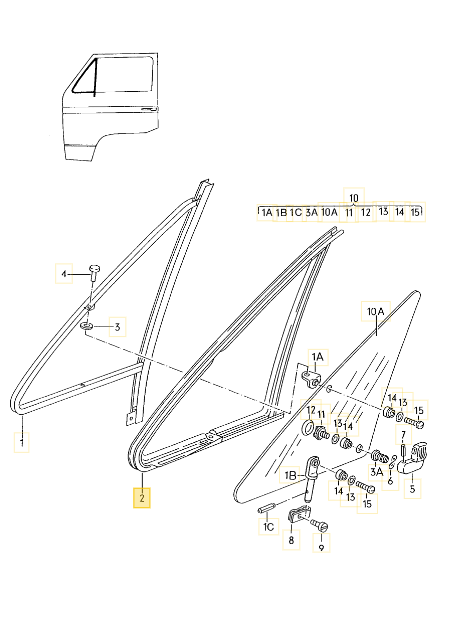 三角窓シール 「左」 メッキモールなし用 T3 VANAGON(ヴァナゴン)(80~92年)