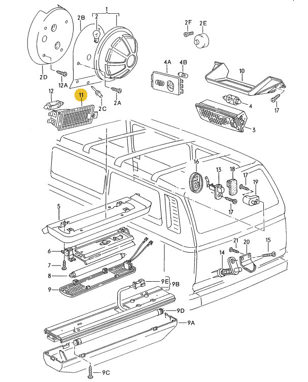 【純正品】 スライドドアランプ/グローブボックスランプ T3/T4 VANAGON(ヴァナゴン)
