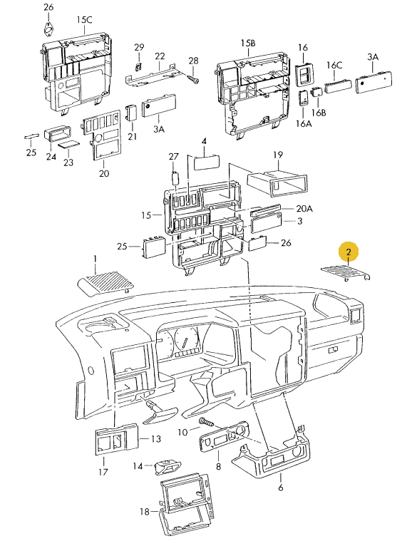 純正品】 スピーカーグリル（ダッシュボード／右） T4 VANAGON