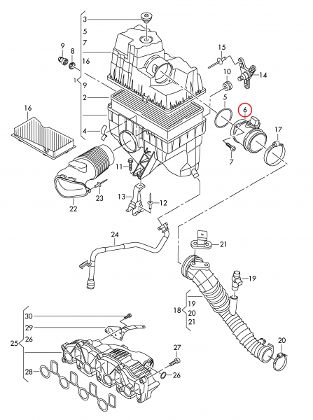 純正品】 エアフロセンサー（エアマスセンサー） T5/T6 | VW