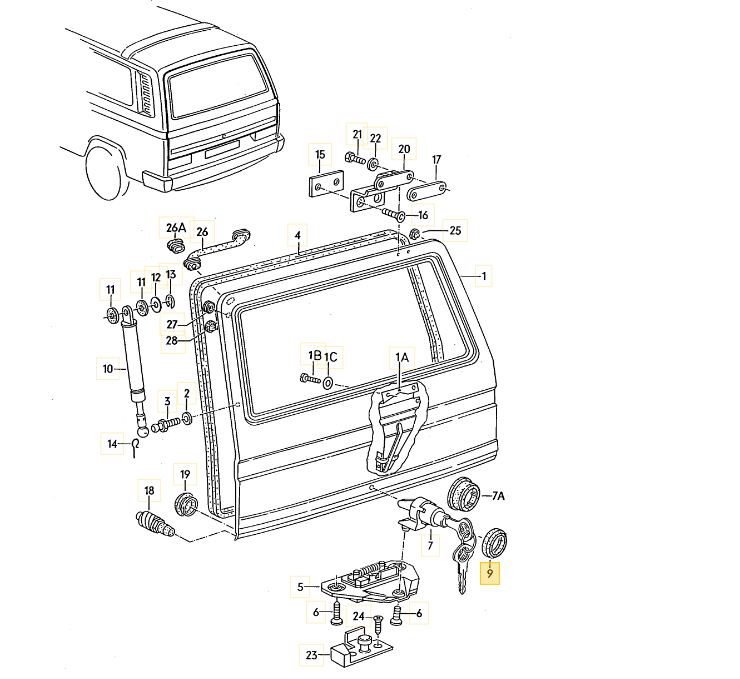 【純正品】 リアゲートキーシリンダーガスケット T3 VANAGON(ヴァナゴン)（80～92年）