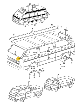 Aピラーモール 「右側」 T3 VANAGON(ヴァナゴン)