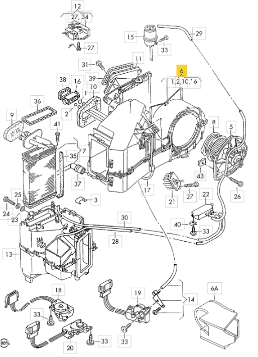 【純正品】エバポレーターハウジング「左ハンドル用」T4 VANAGON(ヴァナゴン)（96～04年）