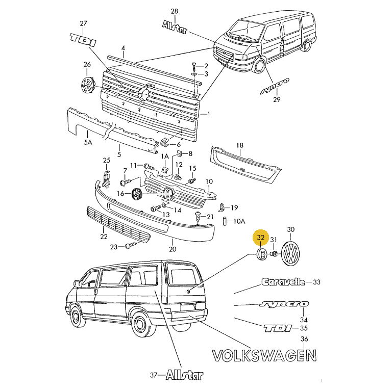 エンブレムグロメット T3/T4 VANAGON(ヴァナゴン)