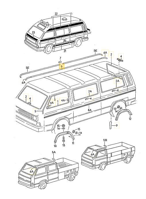 【純正品】ルーフモール T3 VANAGON(ヴァナゴン)