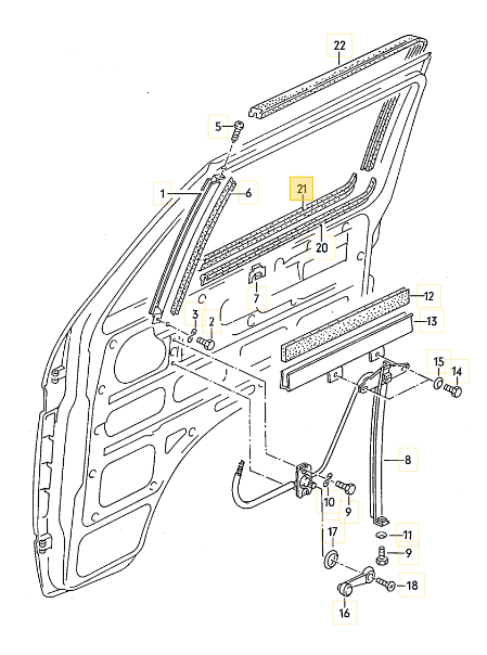 【純正品】 ウインドスロットシール T3 VANAGON(ヴァナゴン)(80~92年)
