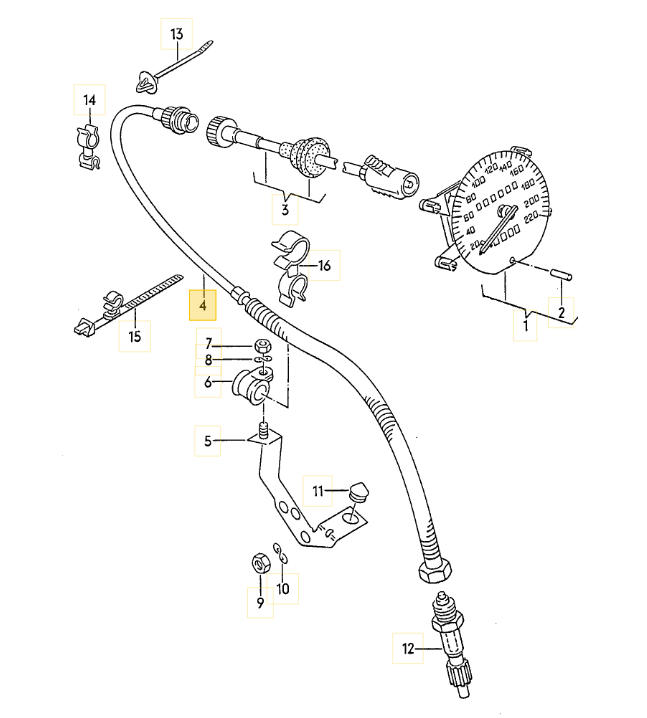 【取寄商品】 スピードメーターケーブル 「左ハンドル用」 T4 VANAGON(ヴァナゴン)（91～96年）