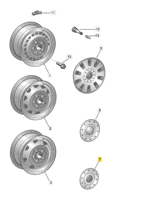 【純正品】ホイールキャップ「1個」T5（2005～2015年）