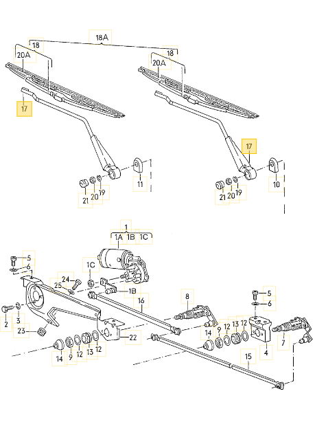 【純正品】 フロントワイパーアーム 「左ハンドル」 T3 VANAGON(ヴァナゴン)（80～92年）