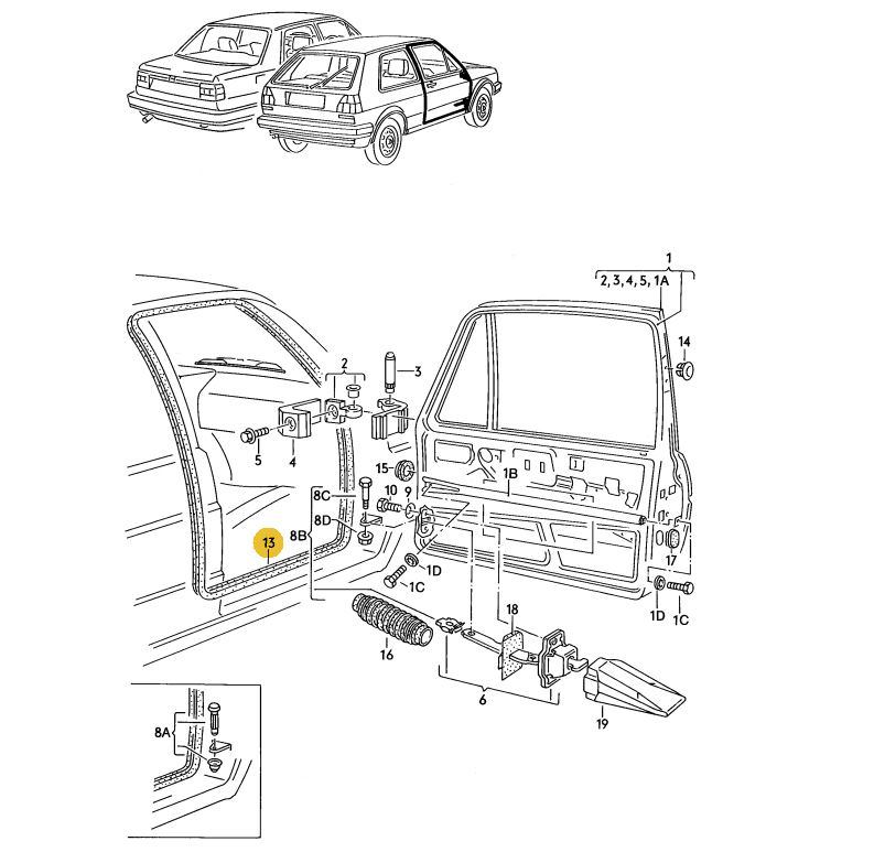 純正品】 フロントドアシール 「左右共通」 Golf2（84～91年） | VW