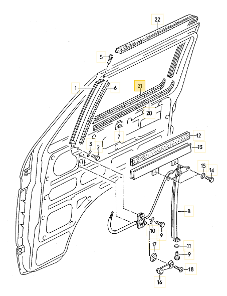ウインドスロットシール 「右」 T3 VANAGON(ヴァナゴン)(80~92年)