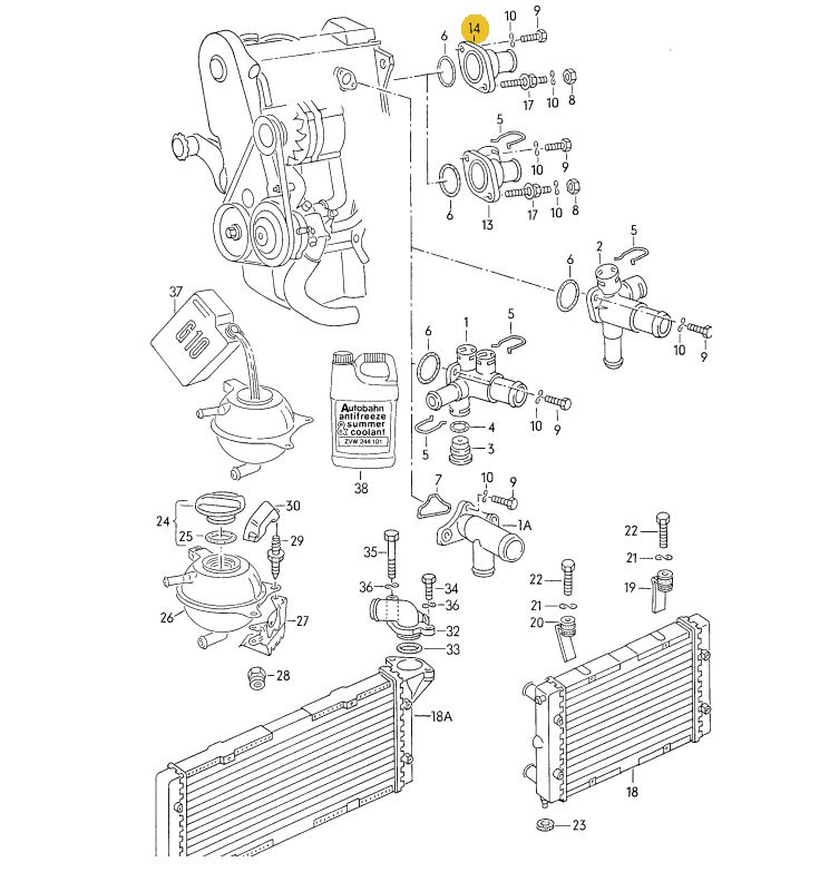 VAICO クーラントフランジ（サイド）Golf（84～92年）