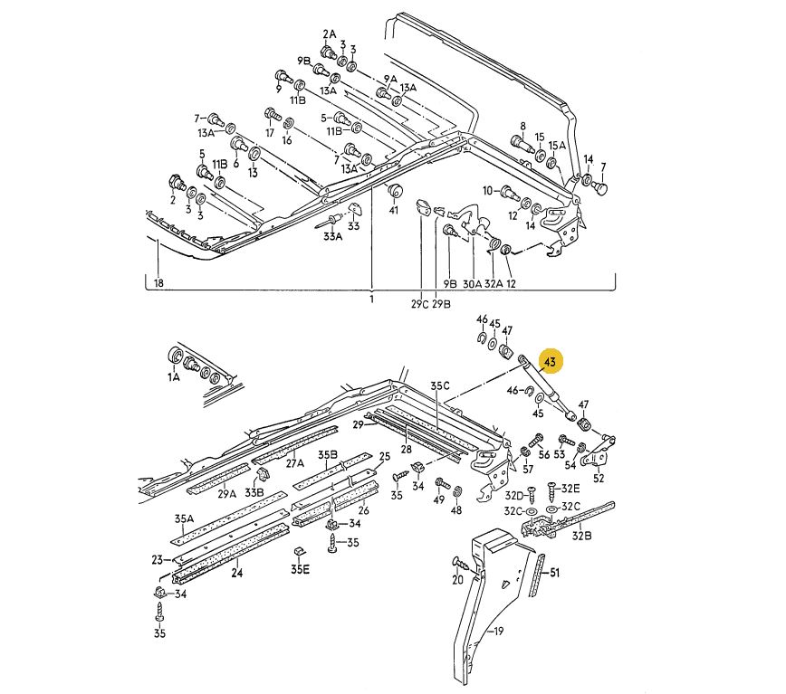 【純正品】 幌ガスダンパー Golf Cabriolet（79～93年）